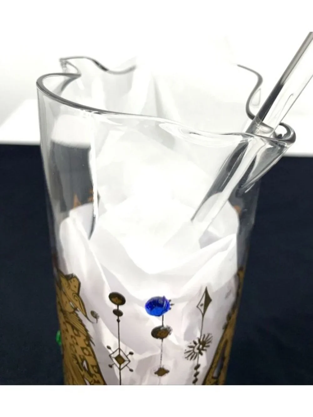 Culver Mardi Gras Jester Design Pitcher Cocktail Glass Stir Rod 9